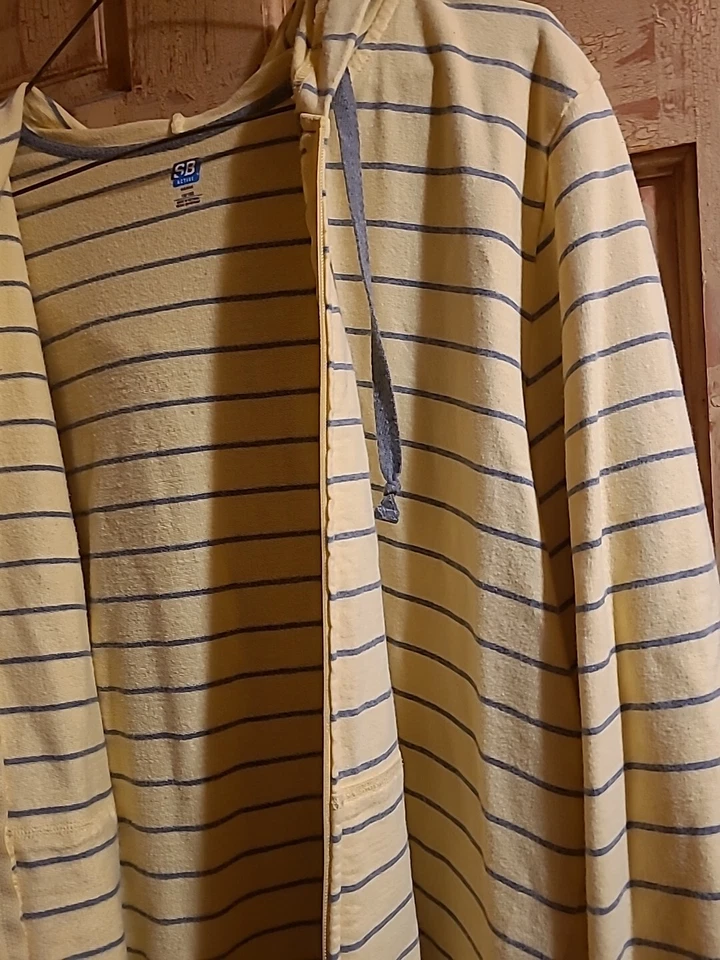 SJB Active Amarillo Rayas Cremallera Completa Sudadera con Capucha Algodón Terry Talla Pequeña XL Foto 4 de 4