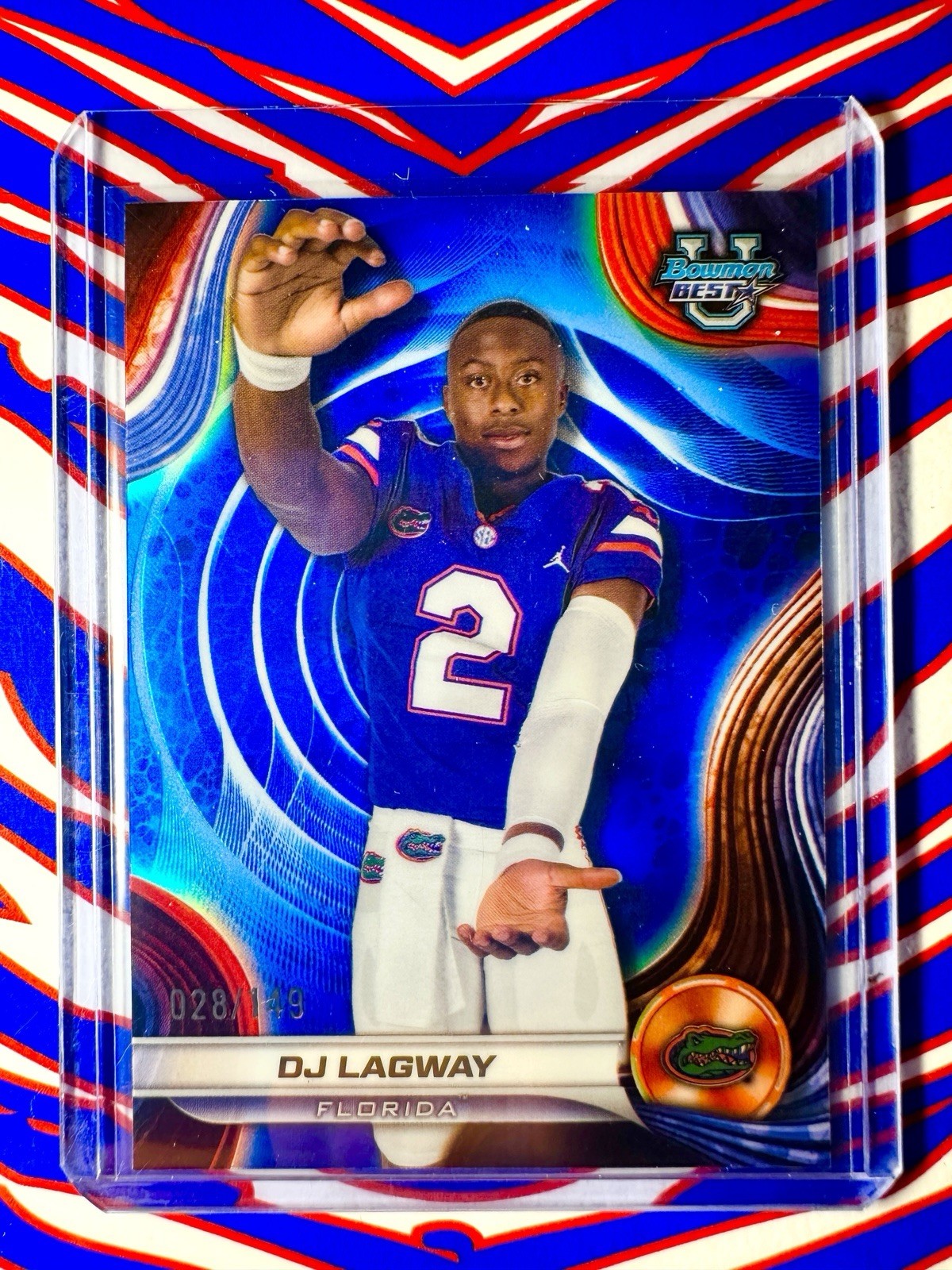 2024 Bowman University Best DJ Lagway Blue Refractor /149 #88 Florida Gators
