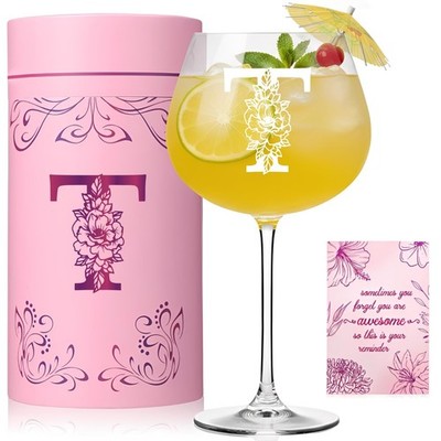 Physkoa Personalized Initial Wine Glass - 20oz Stemmed Monogrammed Gift for Her