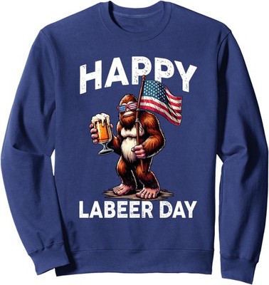 Happy Labeer Day Labor Day Sasquatch USA Flag Unisex Crewneck Sweatshirt