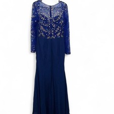 Long sleeve blue and rhinestones Party Elegant Dress Prom Wedding