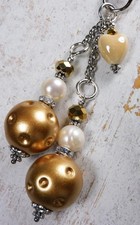 Bubblegum Crystal Purse Charm Clip Rhinestone Beaded Handmade Gold Ivory New