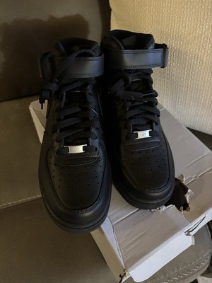 Nike Air Force 1 Mid '07 Triple Black Men's Athletic Leather Mid Top,damaged box