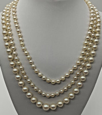 Graduated 3.60mm-7.46 Cultured Pearl Knotted 48" Vintage Necklace