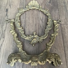 Vintage Rococo Style Solid Brass Mirror Frame Swivel Cherub Dressing Table 