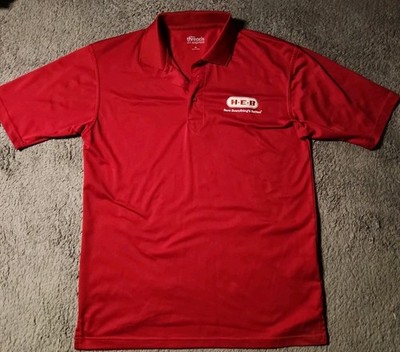 HEB Logo Red Lightweight Work Polo Shirt Mens Medium