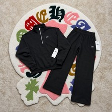 Alo Yoga Accolade 1/4 Zip Sweatshirt and Straight Leg Sweatpants Set Black M