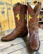 Black Jack Custom Western Boots USA Made 50's Inspired Floral Inlay Men's 9.5 D