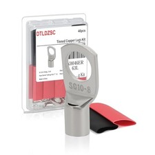 Thick Copper Electric Wire Lugs,20Pcs Gauge 8Awg-5/16" M8 Ring Tinned Copper