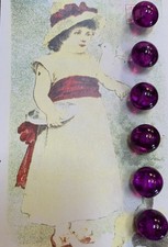 Set of 6 ~ Vintage  3/8  Purple Painted Ball ...