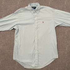 Ralph Lauren Yarmouth Shirt Mens 15.5 33 Blue Pinpoint Oxford Flesh Pony Button