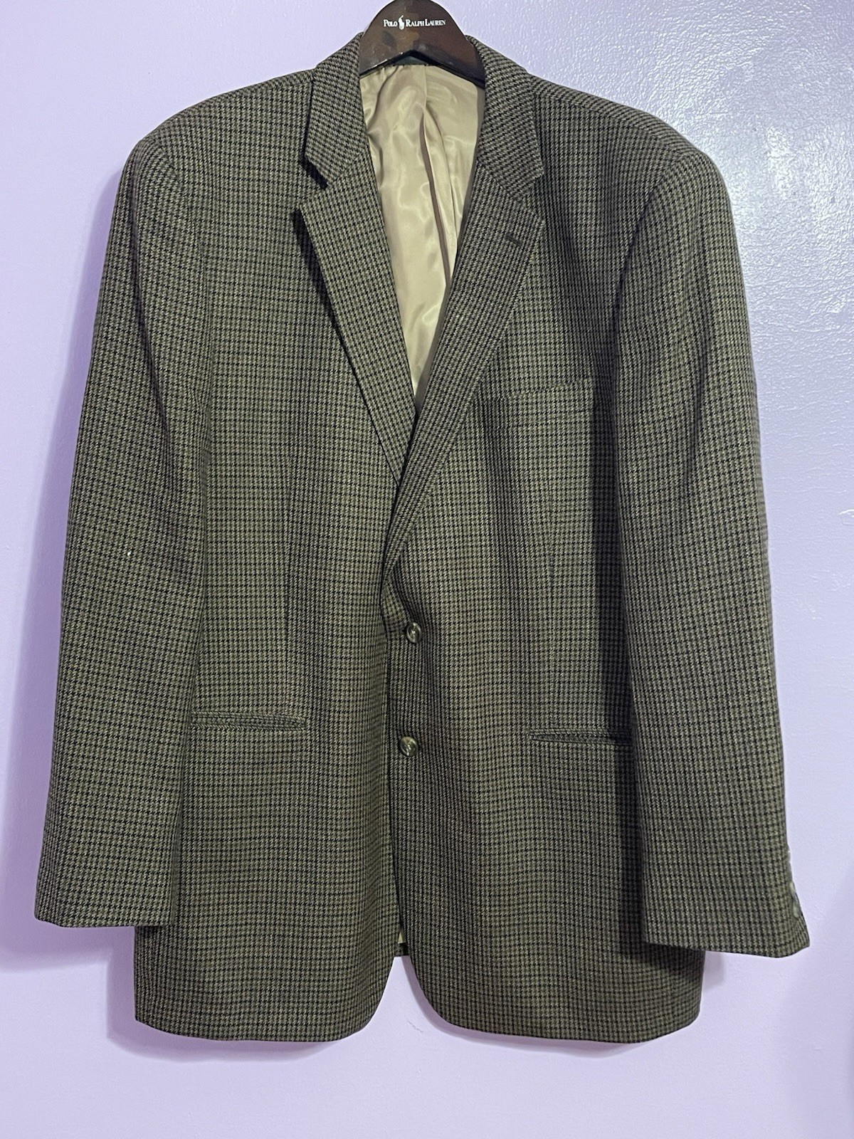 Chap’s Blazer Men’s 46L 2 Button Sports Coat 100% Lambs Wool Jacket Notch