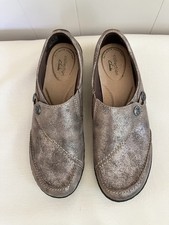 Clarks Ashland Lane Q Metallic Bronze Leather Loafers Slip On Shoes Womens 8M