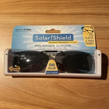 Solar Shield Polarized Clip-On Sunglasses FOR PLASTIC & THICK FRAMES 56 RecA