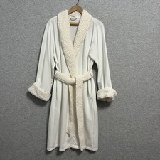 Pottery Barn Robe Womens Medium White Faux Sherpa Belted Plush Fleece Cozy Soft