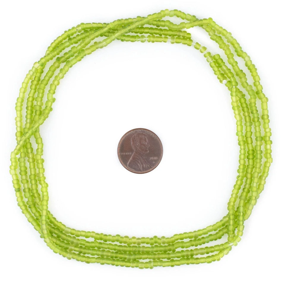Lime Green Matte Glass Seed Beads 3mm 24 Inch Strand - Image 2 of 4
