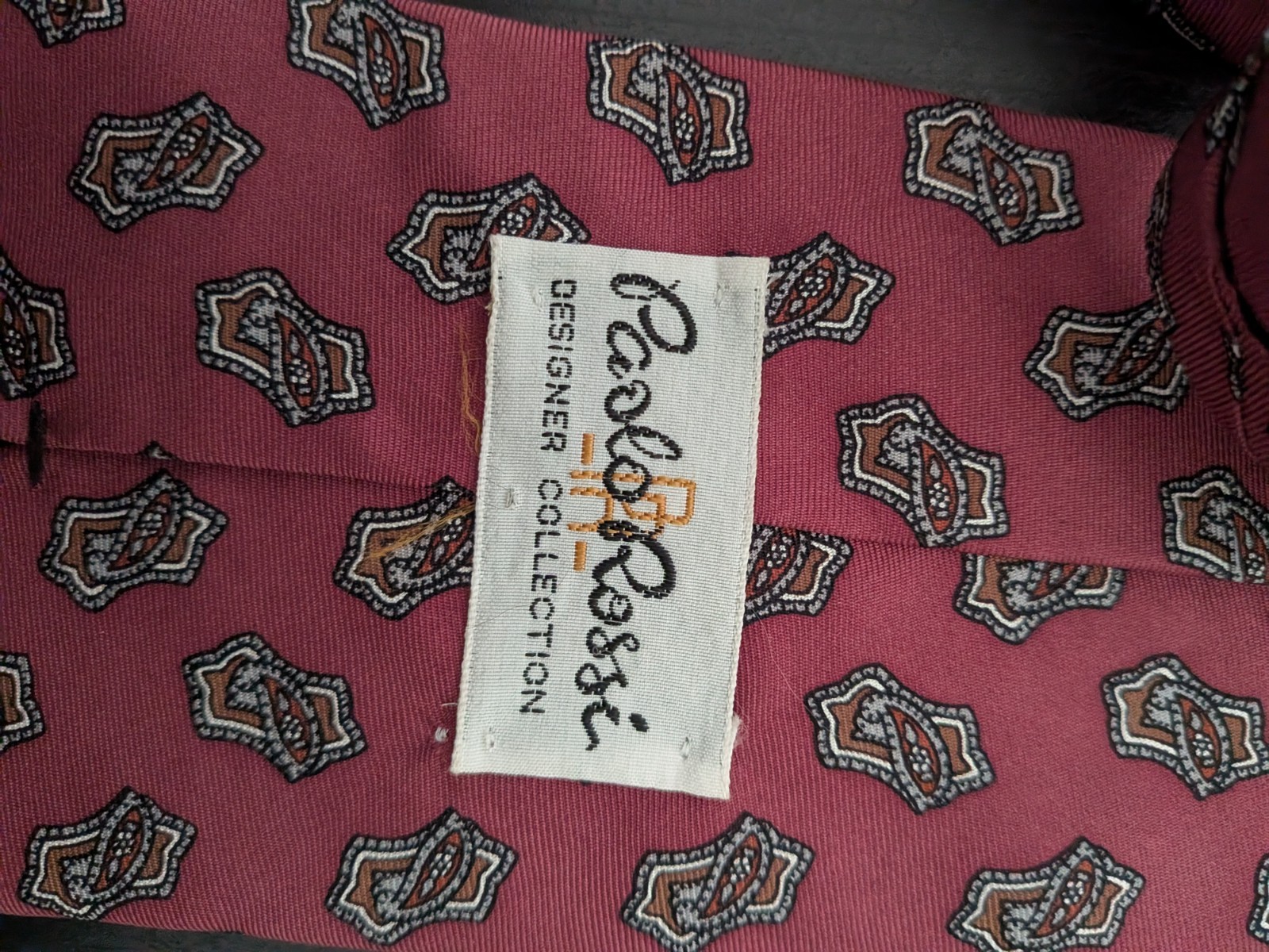 Vintage Paolo Rossi Designer Collection Tie Necktie Red Silk USA 58" image 3
