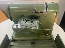 Vintage Green Elna Supermatic Sewing Machine Type: 722010 with case - Tested