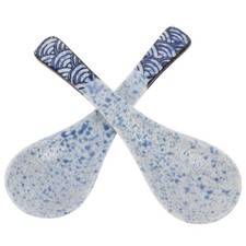  2 Pcs Asiatische Löffel Geschirrset Keramik Ramen-Löffel Latte-Löffel