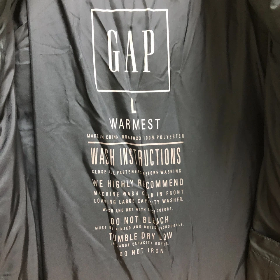 Chaqueta GAP Grande Adulto Negra Más Cálida Cremallera Completa Bolsillo Acolchado Acolchado Abajo Para Hombres L Foto 3 de 4