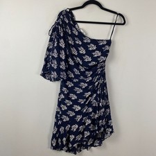 ALC Misha One Shoulder Silk Mini Dress Size 6 Going Out Navy White