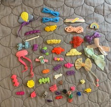 Girls Barrettes Bows Clips Lot Vintage 1980  s  90  s