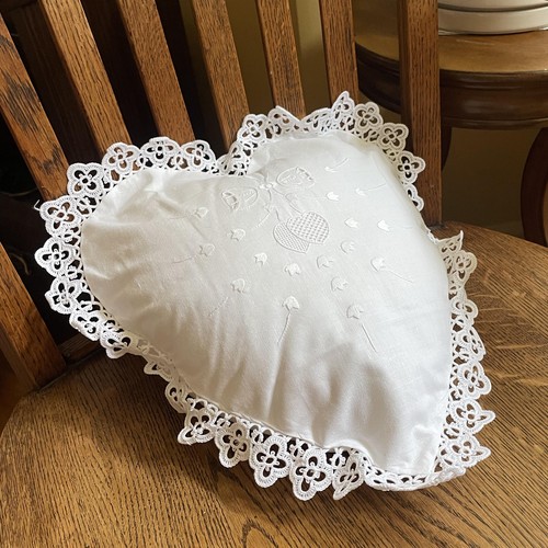 Embroidered and LACE 2-PC Pillow Decorative Pillow Set, 12 inches, Dear Heart...
