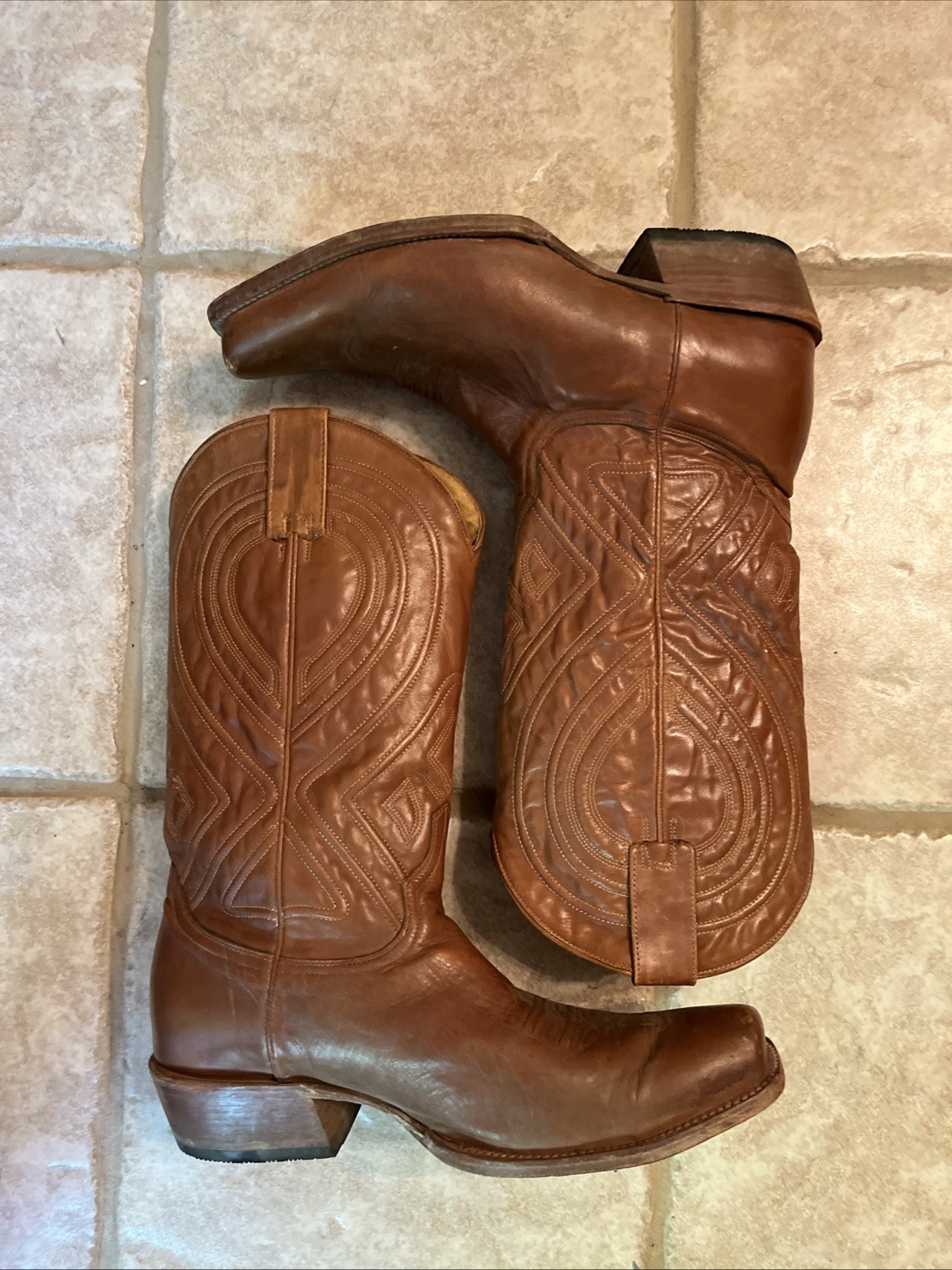 Stetson Mossman Men's Handcrafted Leather Boots Oiled Brown Mens 12 EE