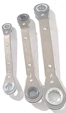 Blackhawk & Stanley Off-set Ratcheting Box End Wrenches. Lot Of 3 USA Made Tools