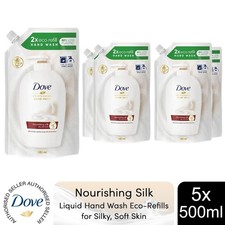 Dove Moisturising Liquid HandWash Refill Nourishing Silk for Soft Hands, 5x500ml 5.00 per litre