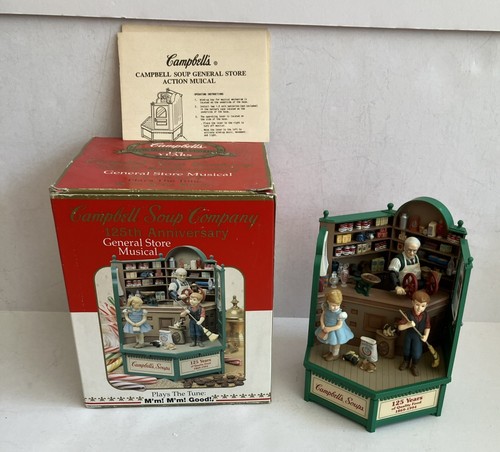 RARE 90s Enesco Franklin County General Store Campbell's Soup Music Box Animated