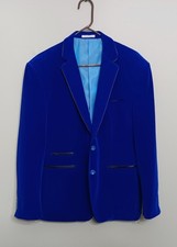 VINCI PHILOSOPHY Men's Velvet Blazer Sz-L Slim Fit Black Piping Read Desc 