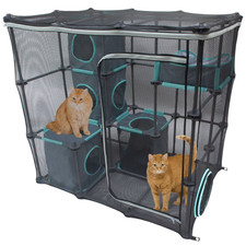 Outdoor Cat Enclosure Catio with Mesh Walls, Zip Door, Fits Multiple Cats