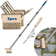 Crack Weeder Tool, Crevice Weeding Moss Brush with 2 Heads&Scraping Hook, A H...