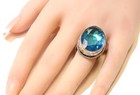 925 sterling silver tribal oval blue Ice Cubic Zirconia gemstone ring 11.2g — photo 5