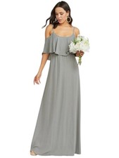 Show Me Your MuMu Caitlin Ruffle Maxi Dress Gray Flowy Strapless Size XS