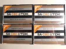 4 Vintage 70s TDK SA-C60 Blank Cassette Tapes High Bias "USED" made in Japan 