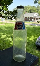 Vintage Original 1975 Pepsi-Cola Bottle Coin Bank 25” inches tall Clear