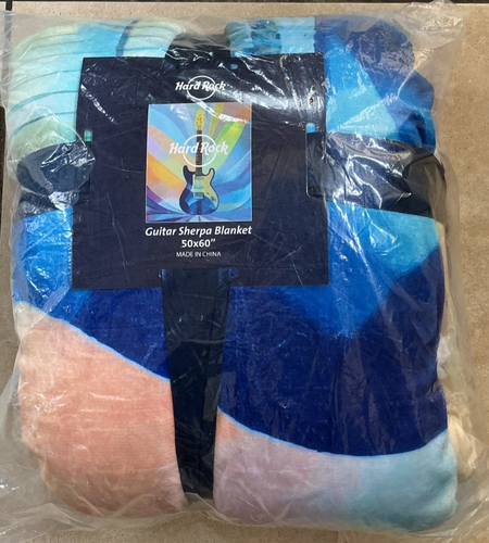 Hard Rock Guitar Blanket Sherpa Fleece Watercolour Cafe 50" x 60" BNWT Multi - Picture 2 of 6