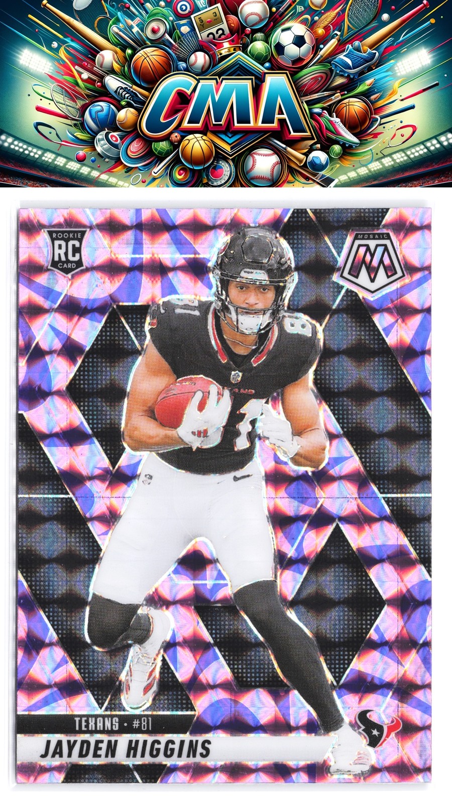 2025 Panini Mosaic #346 Jayden Higgins Mosaic Reactive Blue