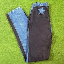 Vtg 90s Western Denim Star Equestrian Jeans High Rise Straight Size 1 Two Toned