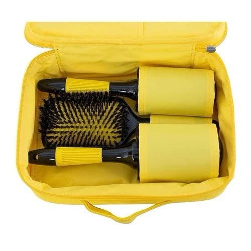 NUEVO 4 PIEZAS BABYLISS PRO ITALIA BRAVA ESTUCHE AMARILLO REDONDO Y PALETA JUEGO DE CEPILLOS DE PELO Foto 3 de 4