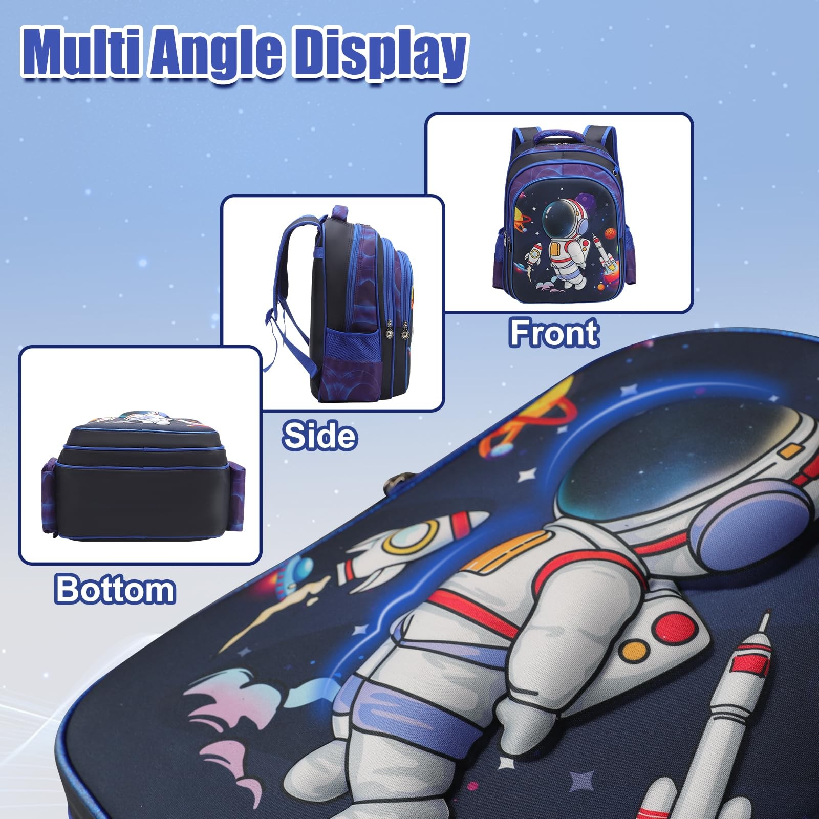 Kids 3D Astronaut Backpack for Boys 16" 3PCS Hard Shell School Bag Travel Tee... image 4