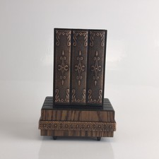 Vintage Faux Wood Book Pop-Up Cigarette Dispenser Music Box 5.5" USSR #6383