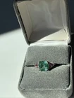Avon Sterling Ring Size 7.75 Silver Green & Pink 925  Glows!
