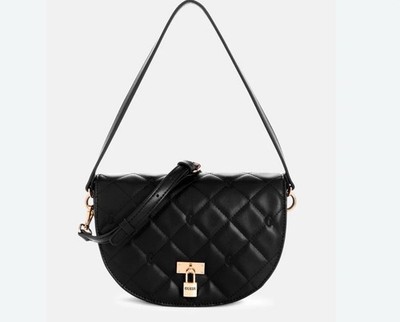 Guess Brevard Quilted Crossbody Shoulder Bag Logo Padlock Gold Tone New $74.99
