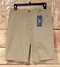 Vineyard Vines Boys 18/Men XS-S Khaki Short Adjustable Waist Cotton Pockets Logo