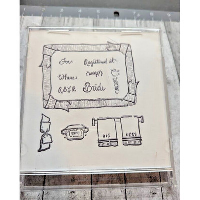 Wedding His Hers Ours Invite Unmounted Clear Acrylic Stamps Lot in Case