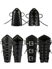 3 Pairs Adults Faux Leather Arm Guards Arm Bracers Medieval Viking Cosplay Ac...