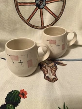 Vintage Vernon Ware Tickled Pink Mugs Set of 2 Coffee Cups by Metlox Ceramic MCM